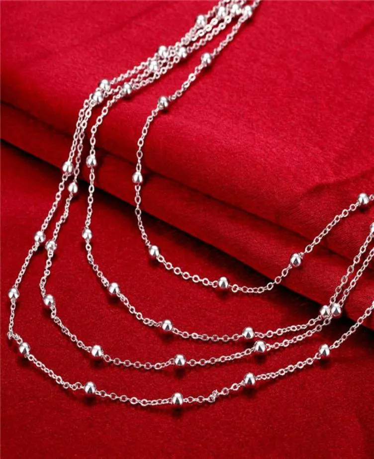 Women039S Sterling Silver Filled Four Four Live of Light Bead Tennis Necklace GSSN751 Fashion جميل 925 Silver Plate Jewelry Grad6780213