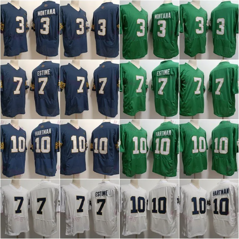 Maillots de football ollege 10 Sam Hartman 7 Audric Estime 3 Joe Montana Chemises pour hommes cousues S-XXXL