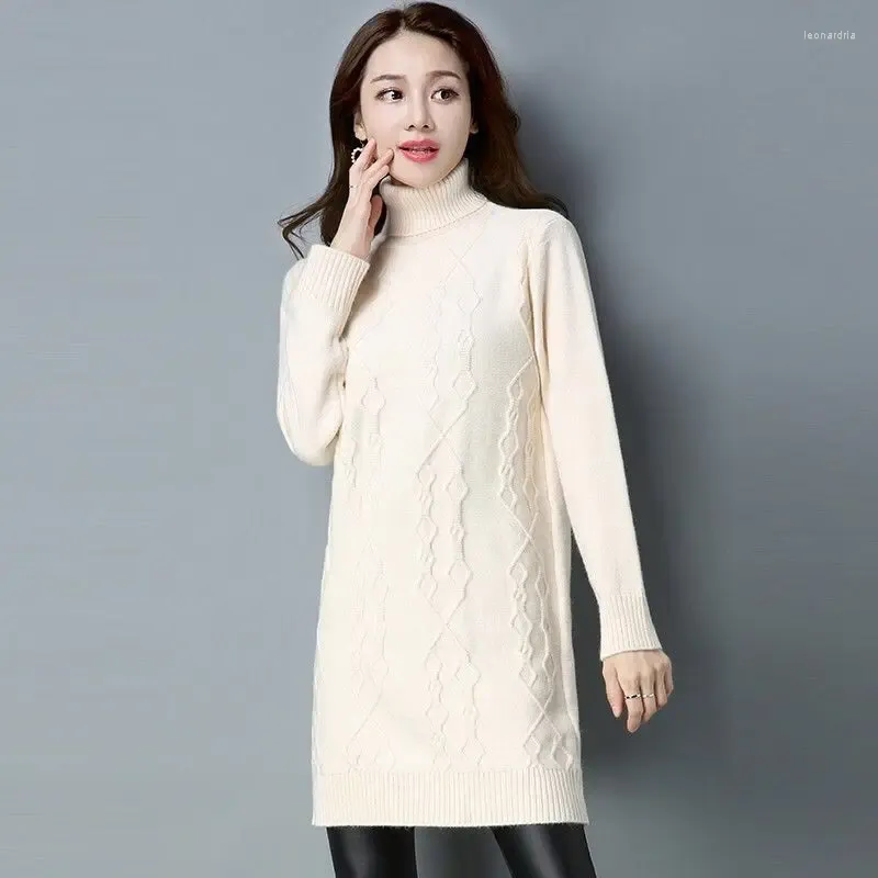 Women's Sweaters Autumn Winter Knitted Sweater Dress Long Sleeve Turtleneck Twist Women Pollover Pulls Femme Automne Hiver