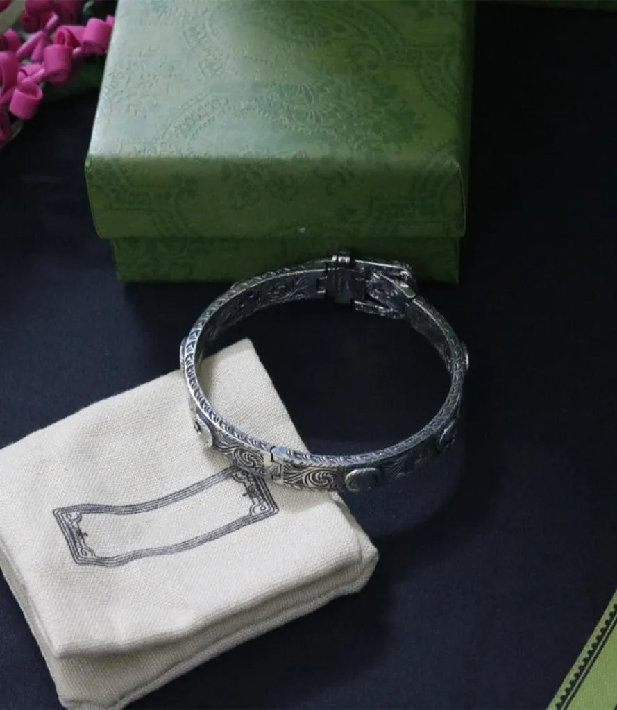 Mode argent Bracelet lettre Bracelet ceinture presse boucle motif émail haute qualité plaqué Vintage Bracelets Supply9277235