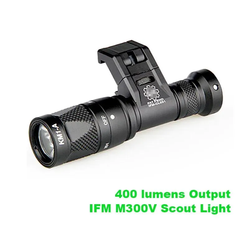 Luci IFM M300V Luce per armi DualOutput 400 lumen Luce tattica con supporto QD Fit 1913 Rail LED Torcia bianca in lega di alluminio