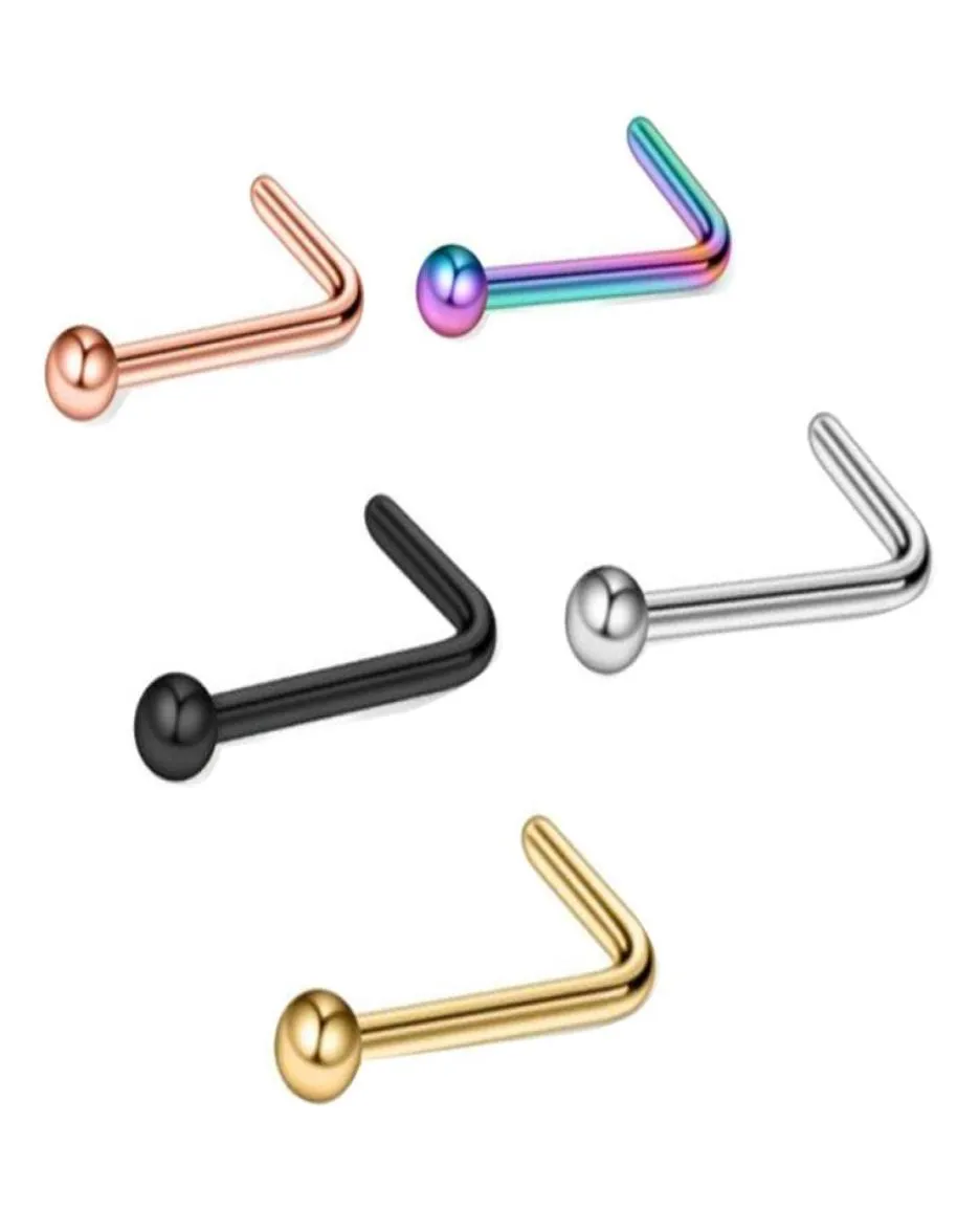 20G Nasenstecker Edelstahl Nasenringe Set Runder Kugelstecker L-förmiges Piercing für Frauen Männer Körperschmuck 100 Stück1412447