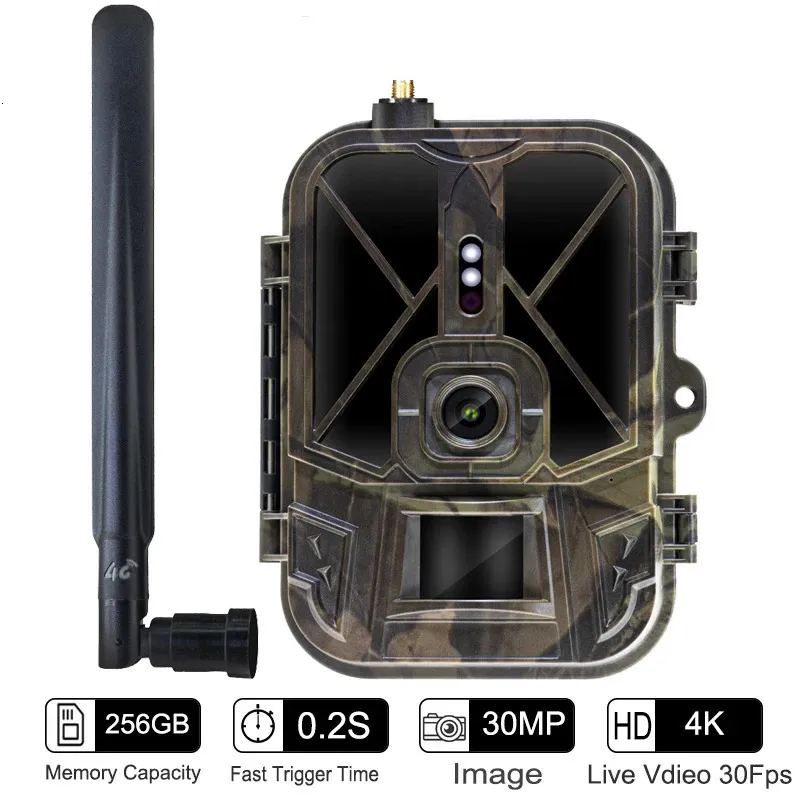 4G 4K 36MP Wildlife Camera App Hunting Trail Camera 940nm Invisible IR LEDS Night Vision 120 Detektion IP66 Vattentät CAM 231225