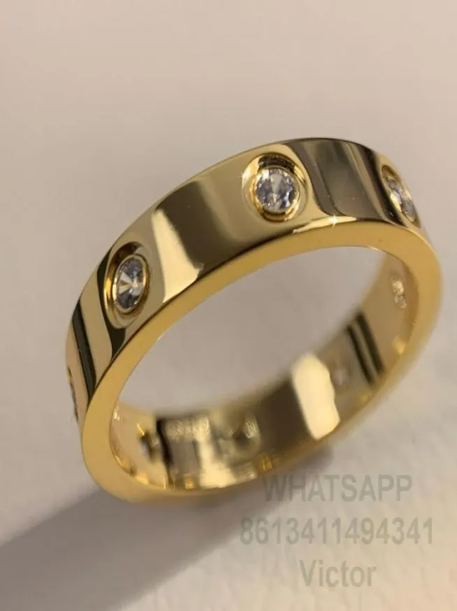 Love ring 8 diamonds 36mm V gold 18K material will never fade narrow ring luxury brand official reproductions With counter box co6284290