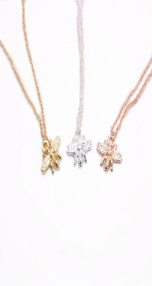 NEW Trendy Classic Bee Pendant Necklace Cute Cartoon Insects Necklace Gold Silver Rose Three Color Optional6966439