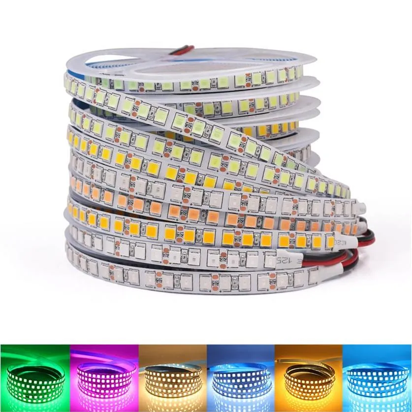 Bande LED SMD 5050 5054, 5M, ruban étanche, Diode 12V 2835, néon Flexible, 60 120 diodes m, lumières LED pour décoration de pièce, 2726
