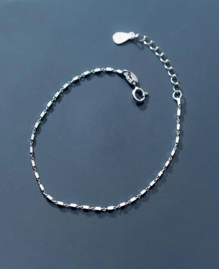 Piękny oryginalny srebrny łańcuch łańcucha bransoletki biżuterii White Rhodum Stated Stamped S925 Bracelet dla kobiet dziewczęta Who8009194