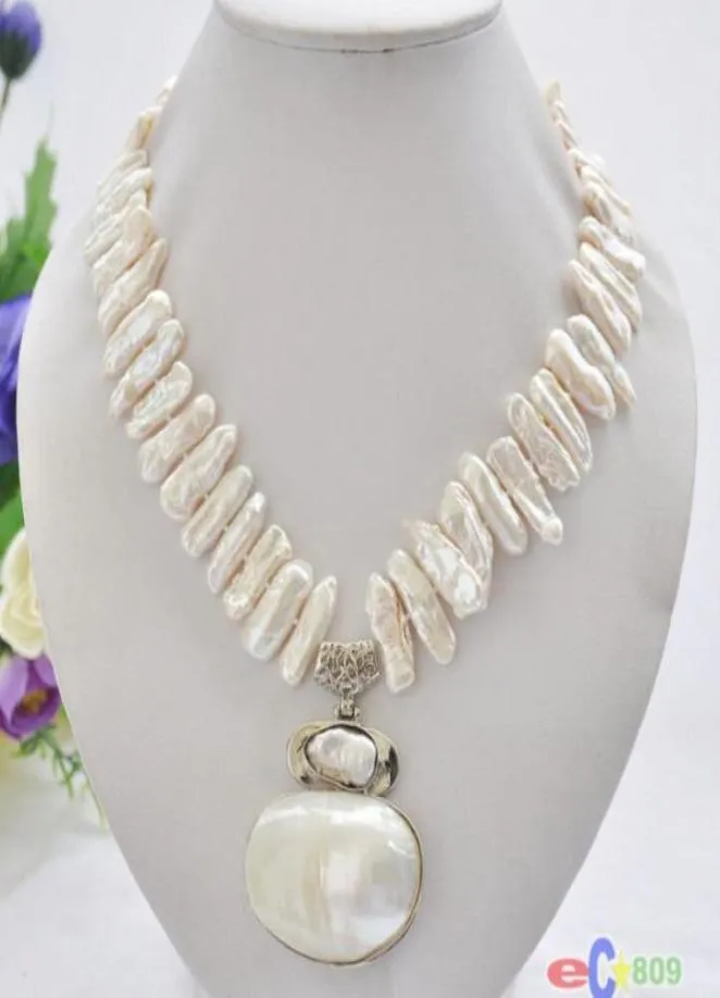 collana di perle d'acqua dolce bianche biwa dens pendente mabe0123035764