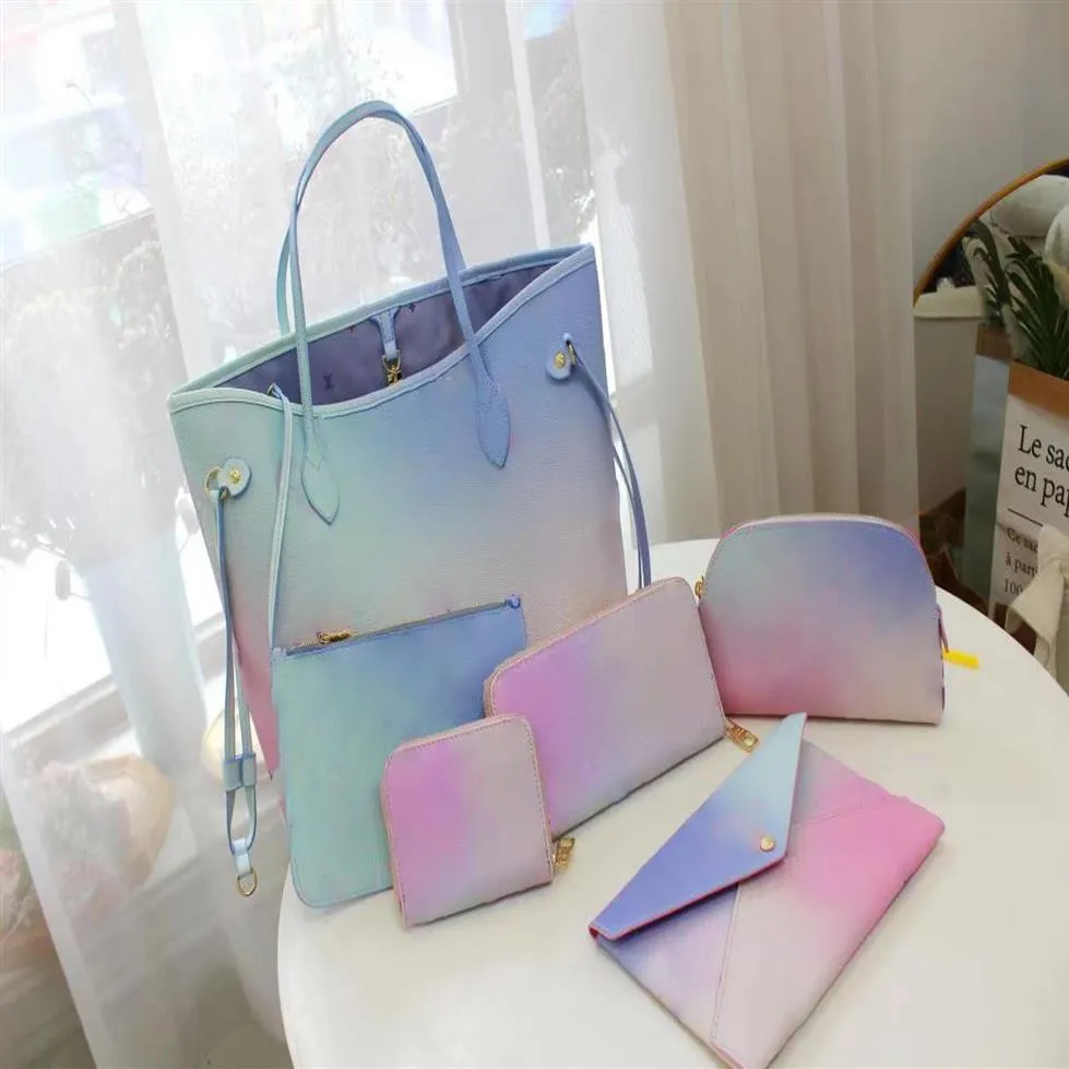 3 kolorowe gradient pasujące torebki projektanty torby wieczorowe kobiety torebki torby na zakupy portfelki damskie torebki nigdy nie Coi292i