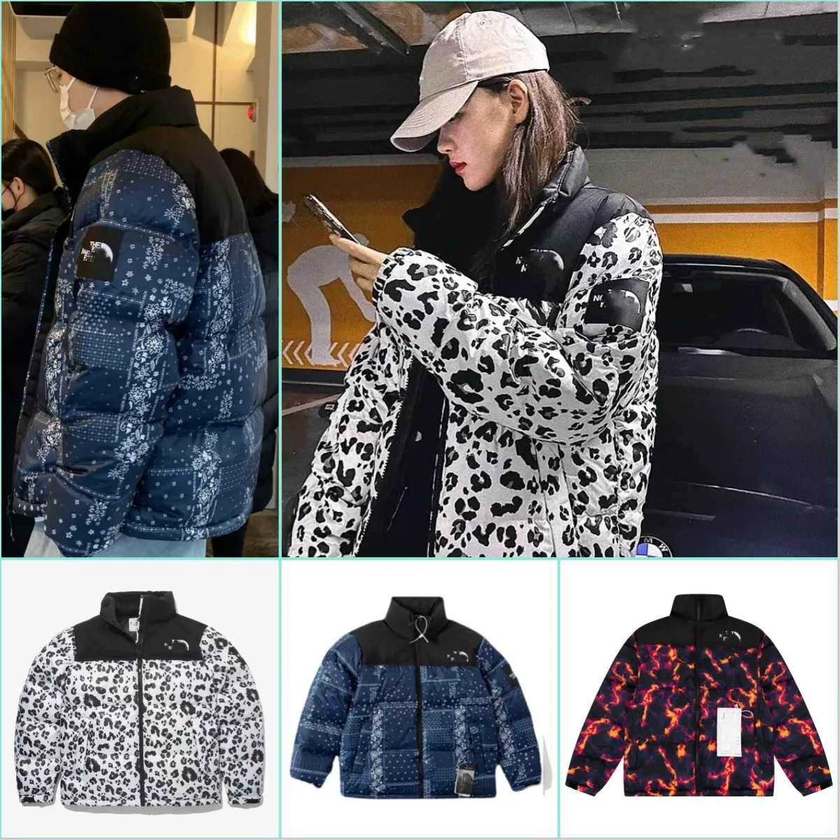 Womens Winter North Fleece Katoenen Jas Gilets Pufferjack Donsparka's Jas Luipaardprint Jassen Warme Parka Gezicht Letters Print 1996