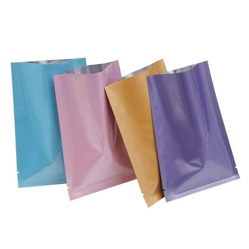 8x12cm 100pcs sacs mylar thermoscellés ouvrir des sacs d'emballage colorés sac d'emballage sous vide pochettes de stockage de thé d'humidité Bkhnn Jlrnk