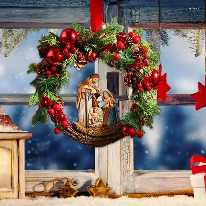 Decorative Flowers Christmas Decoration Garland Handmade Simulation Wreath Door Hanging Window Props Exquisite High Quality Home Decor