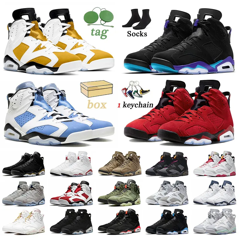 Med Box Yellow ockra 6s basketskor Jumpman 6 Aqua Toro Bravo Cool Gray Georgetown Red Oreo Unc Mint Foam Black Infrared Brown Kelp Mens Trainers Sport Sneakers