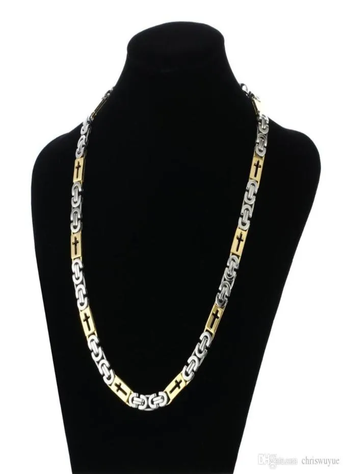 Cadena bizantina de oro de acero inoxidable, collar de Metal hueco, accesorio de regalo para hombres, joyería de Hip Hop Chaine Collier4196740