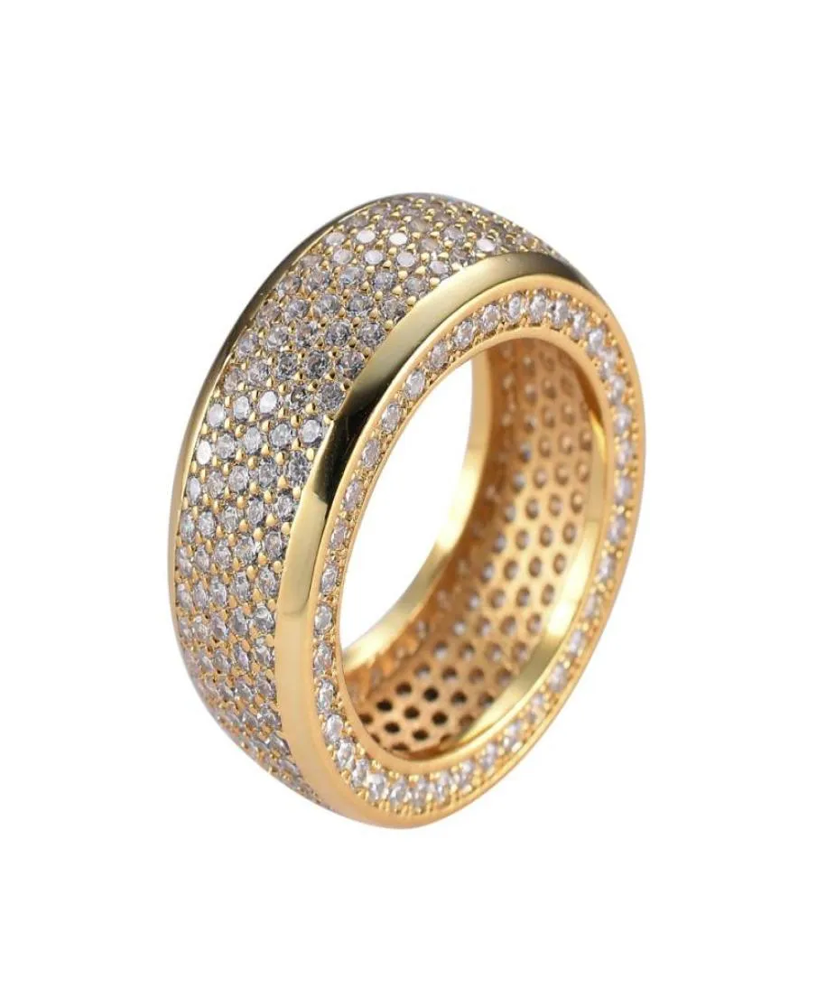 Anéis de zircônia cúbica de aço inoxidável hip hop congelados de alta qualidade micro pave anéis de diamante mulheres homens anel de dedo bling bling jewe7862192