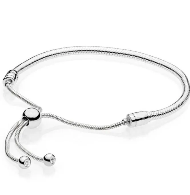 925 Sterling Silver Bracelet Moments Sliding Clasp Adjust Pan Bracelet Bangle Fit Women Bead Charm Diy Europe Jewelry CX2006235419811