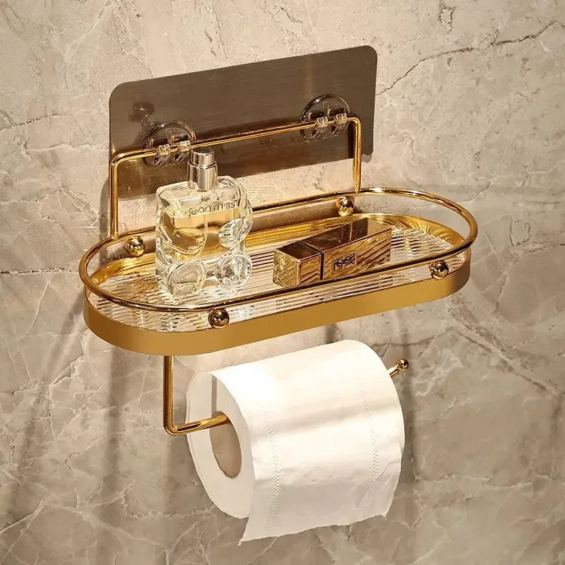 Łazienka półki akrylowe montowany na ścianie za darmo złoty stojak toaletowa stada do mycia kosmetycznego.