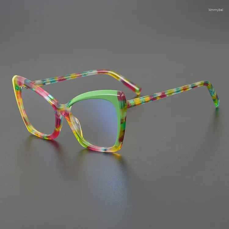 Солнцезащитные очки в оправе, персонализированные квадратные очки Cateye, женские оптические многоцветные очки по рецепту, ацетатные мужские очки ручной работы, уличные очки