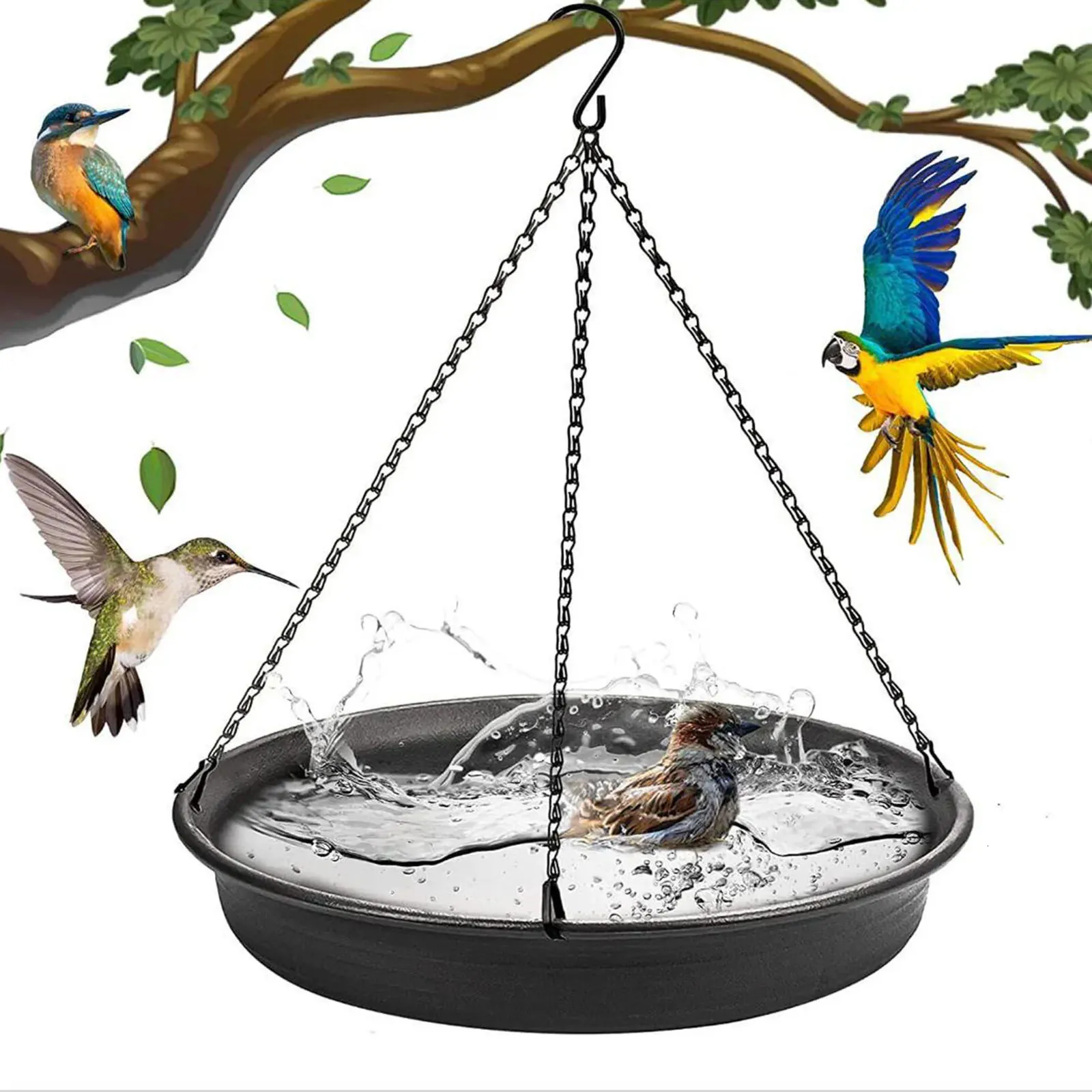 Hanging Bird Feeder Outdoor Bath Tray Water Drinker Garden Yard Decoration Plastic Pet Supplies 231225