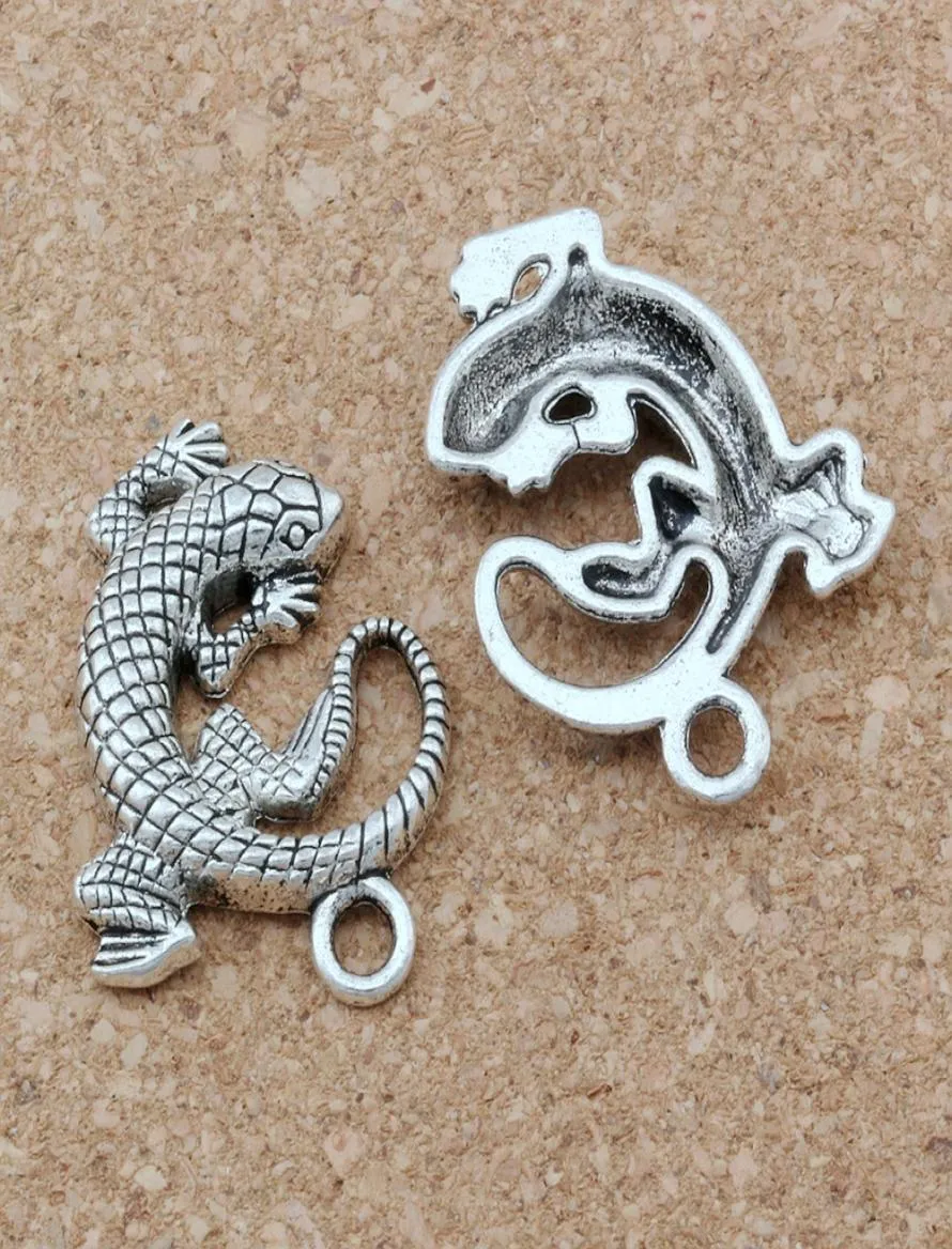 50Pcs Antique Silver Zinc Alloy Lizard Animal Charms Pendants For Jewelry Making Bracelet Necklace Findings 27X31mm A1294163397