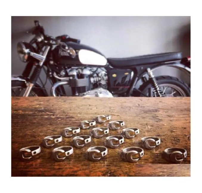 Cluster Rings HiphopRock Antique Ring Stainless Steel Wrench For Men Biker Mechanic Jewelry Drop Delivery Dhp9O7756743