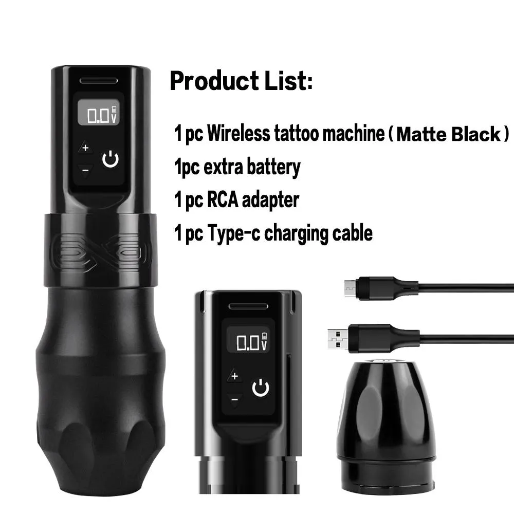 Maskin Xnet EXO Flux Professional Wireless Tattoo Hine Pen Praft Coreless Motor Two Battery Digital Display for Body Artist