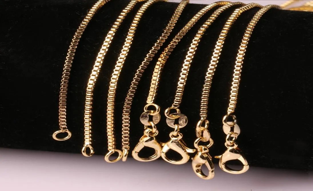 5 pcs Fashion Box Chain 18K Gold Plated Chains Pure 925 Silver Necklace long Chains Jewelry for Children Boy Girls Womens Mens 1mm7940000