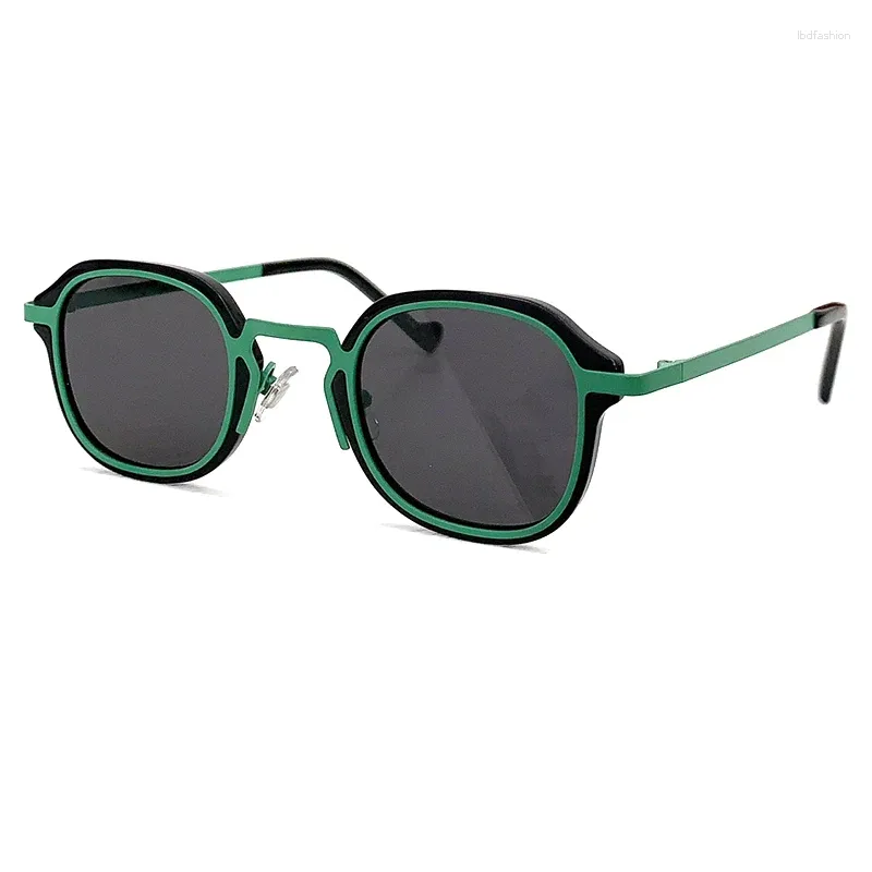 Zonnebrillen Acetaat Mix Alloy Frame Women Men Merkontwerper Hoge kwaliteit Feminino Vintage Eyewear