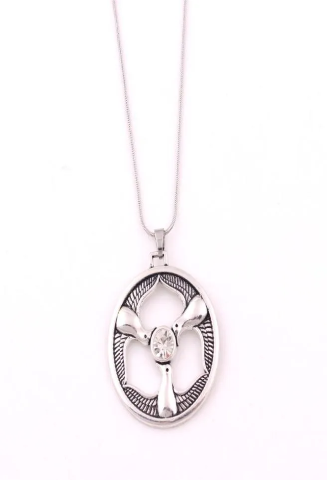 Huilin JewelryRhiannon Three Birds Pendant Welsh Goddess Birds Crystal Pendant Chain Necklace for Men and Women3829434