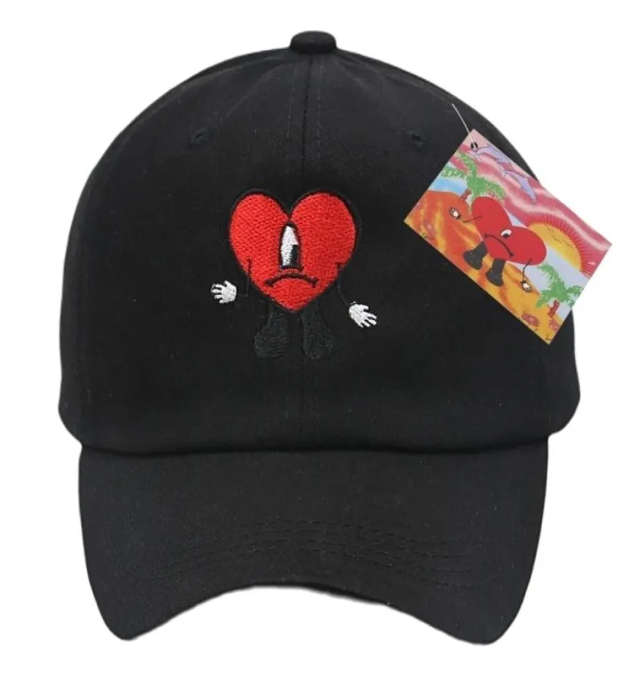 Top Caps Bad Bunny Beyzbol Kapağı İşlemeli Pamuk Ayarlanabilir Baba Şapkası Yaz Kadınlar Zirve Kapak Kamyoncu Şapkaları 2209074459411