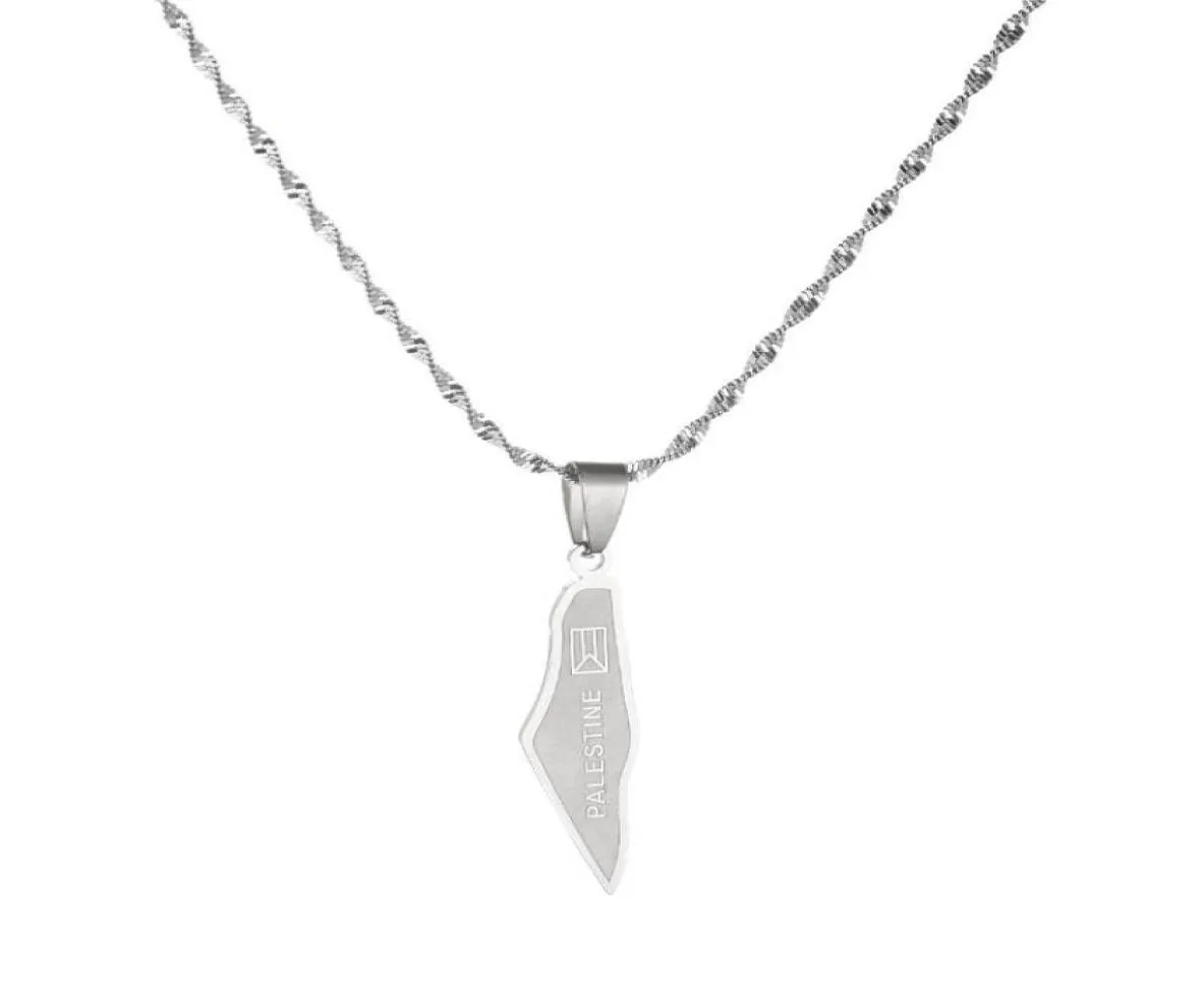 Chains Stainless Steel Palestine Map Pendants Necklaces Women Men Girls