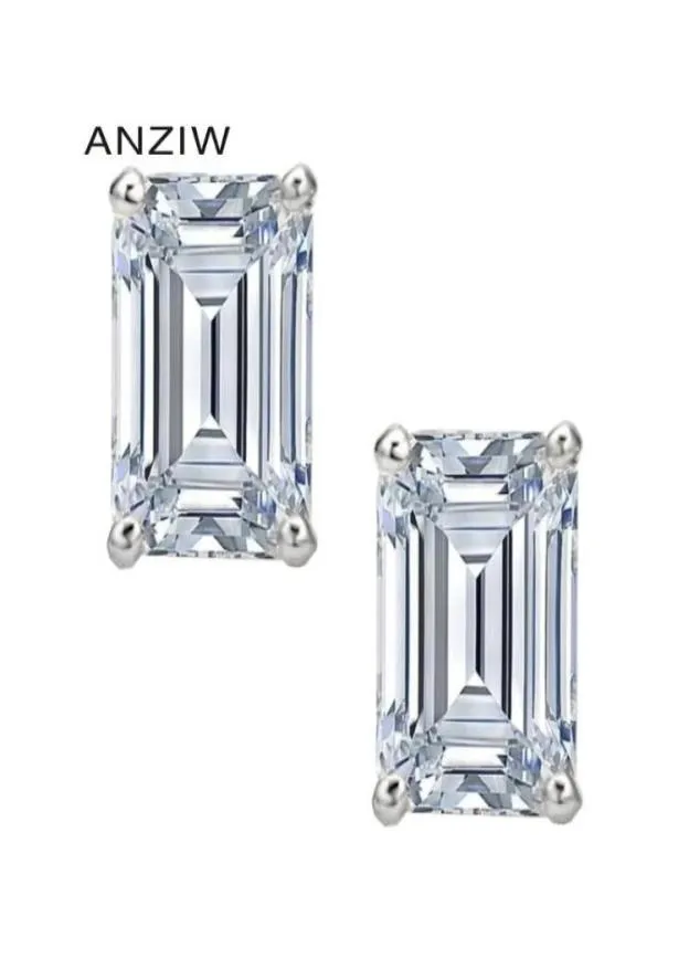 Stud AINUOSHI Fashion 925 Sterling Silver Emerald Cut CZ Earrings Earring Women Wedding Party Jewery Gift4797069