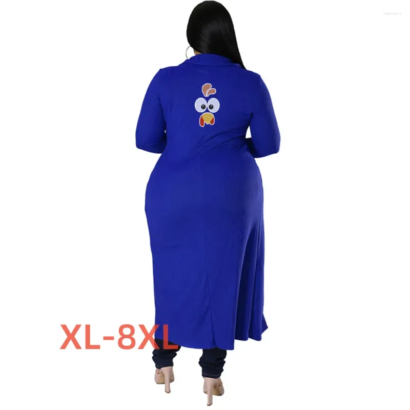 Dış giyim artı boyut 4xl 5xl 6xl 7xl 8xl Damesjassen Kış 2023 Civciv Baskı Abrigo Mujer Elegante Cardigan Talla Grande