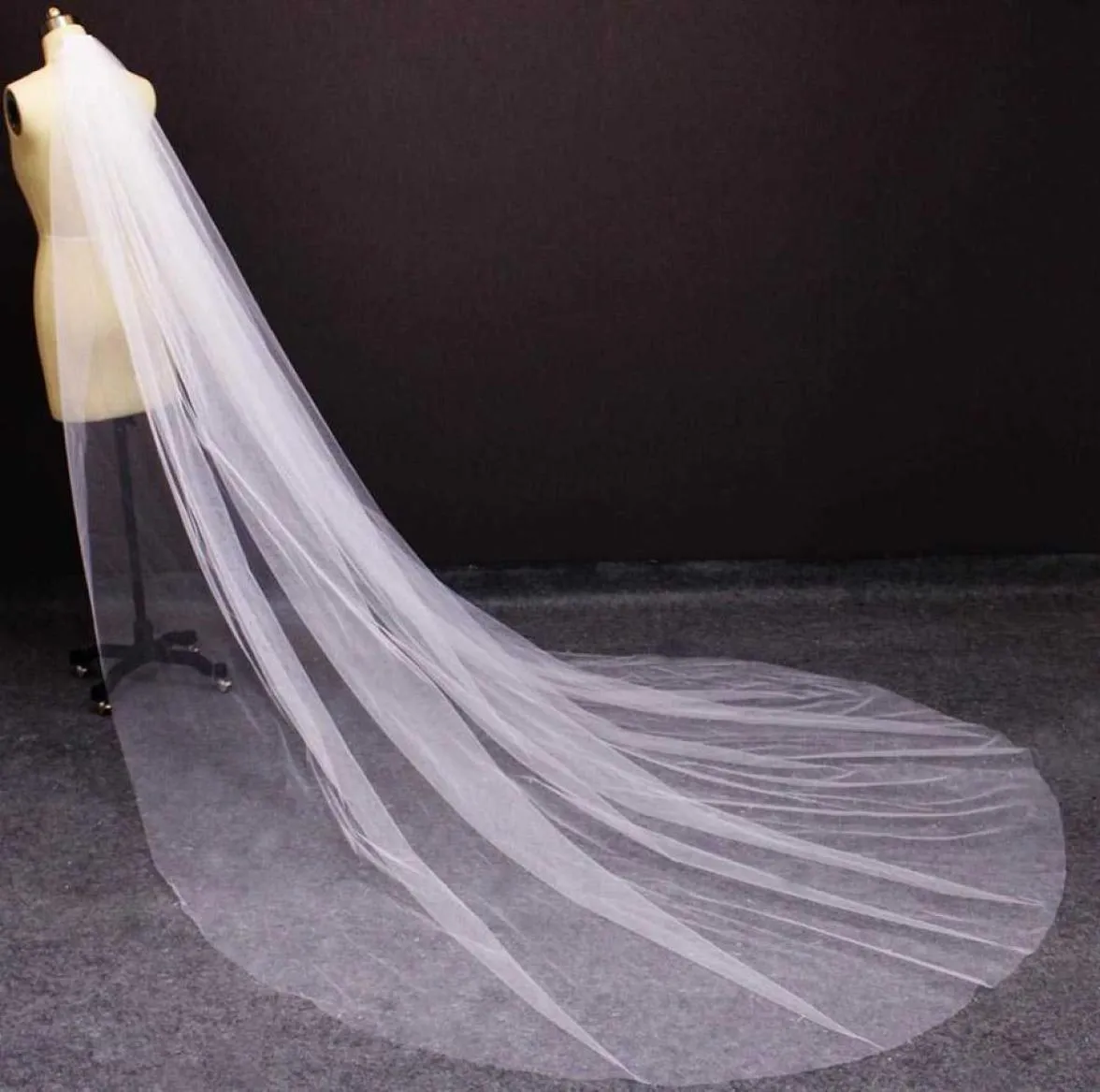 Soft Tulle Long Wedding Veil with Comb High Quality Plain Very Soft White Ivory Cathedral Bridal Veil Wedding Accessories X07268639691