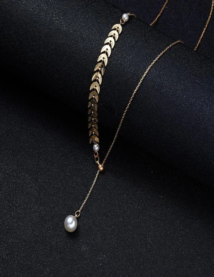 1PC Neue Mode Gold Legierung Imitation Perle Weizen Ohr Einstellbare Choker Halskette Elegante Schmuck Geschenk Für Frauen Y03094173005