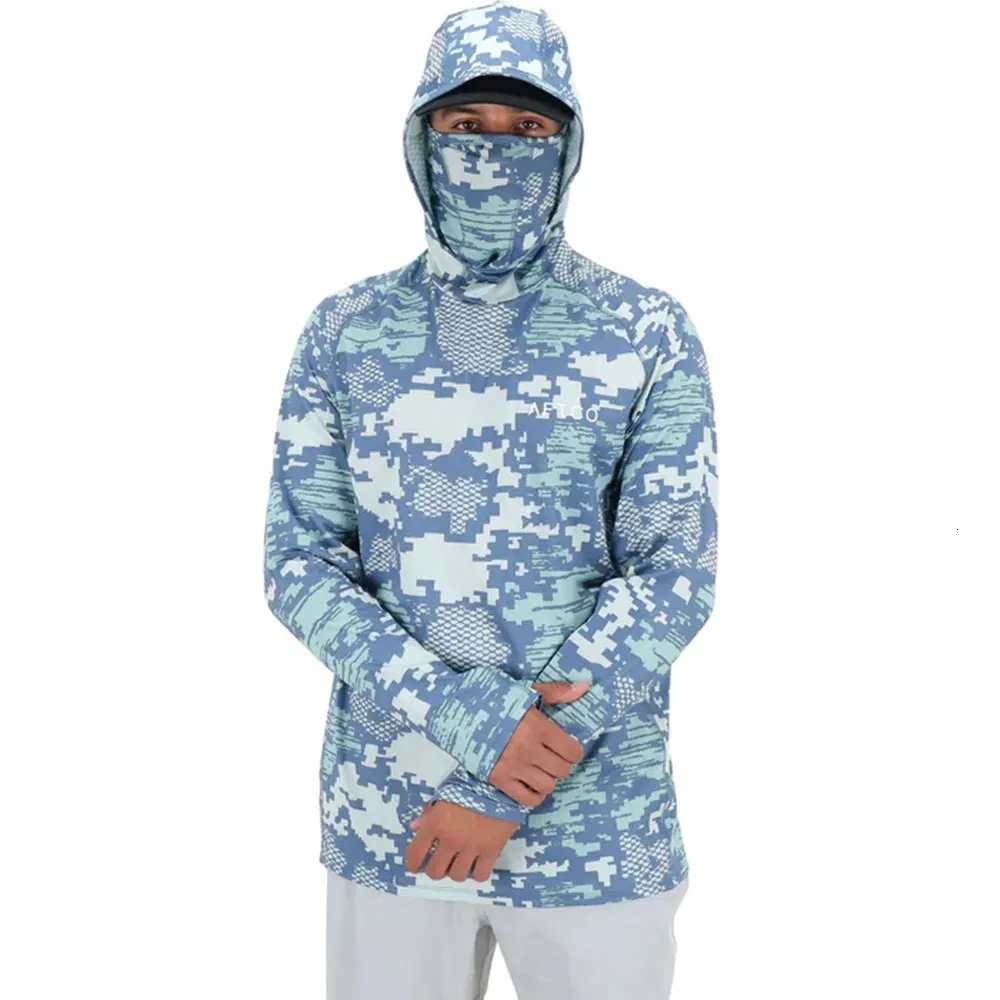 Camicie da pesca UPF 50+ Camicia da pesca con cappuccio da uomo con maschera Felpa con cappuccio UV Camicie da pesca con cappuccio da uomo Felpa con cappuccio da pesca traspirante