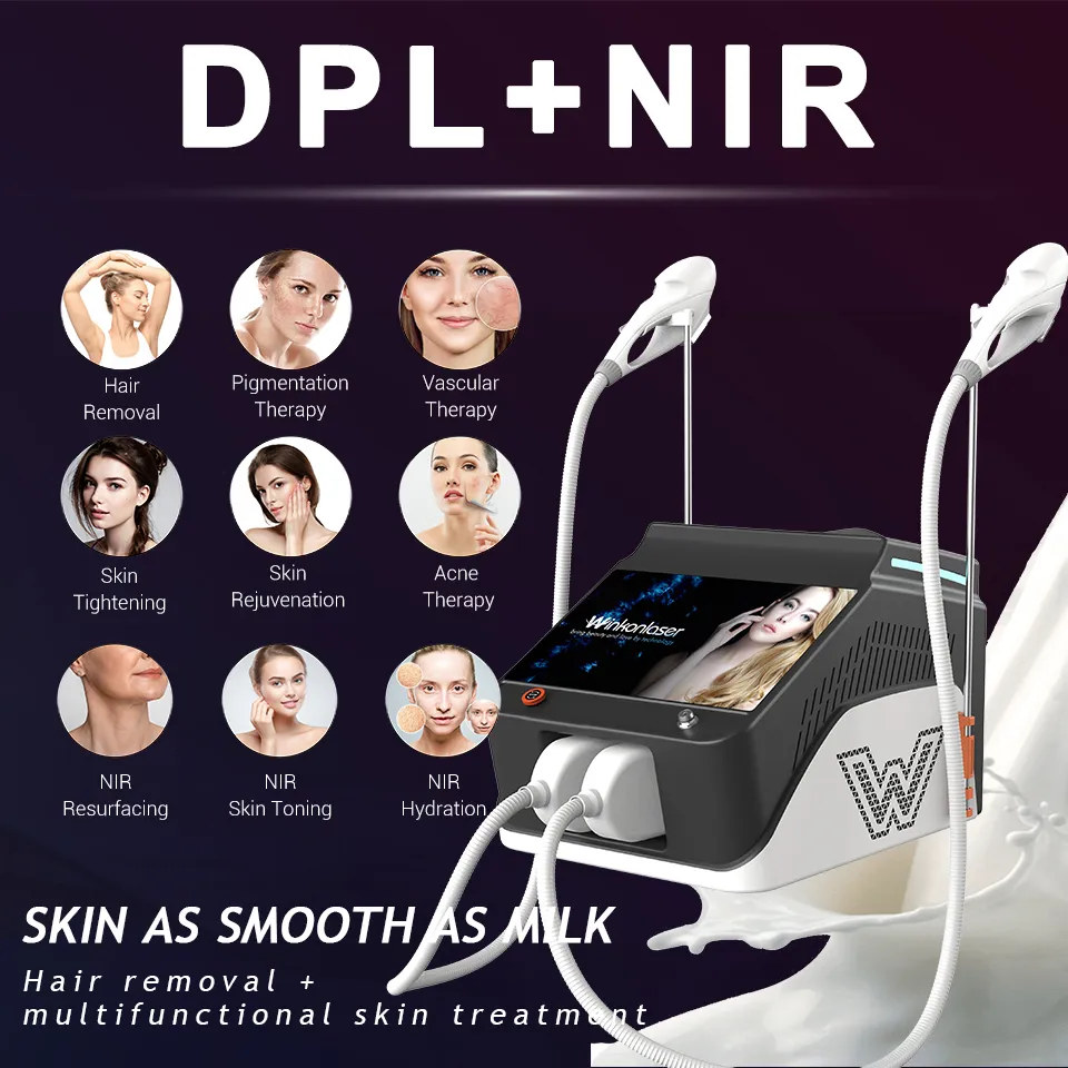 Portable DPL NIR Milk Light acne removal IPL machine double treatment head instrument hair removal beauty equipment