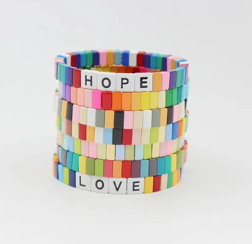 New Popular Colorful Bohemian Style Charm Bracelet Assorted Color Alphabet Love Hope Bracelets1637238