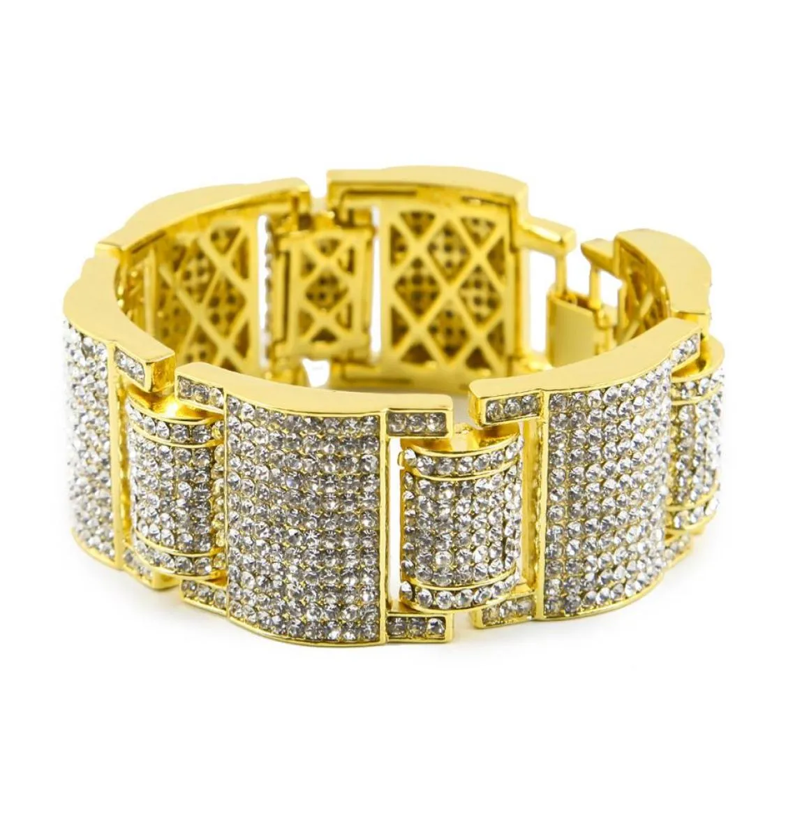 14k Gold Silve Iced Out Simulated Diamond Micro Pave Bling Bling Hip Hop Bracelet for men224v200z3552390