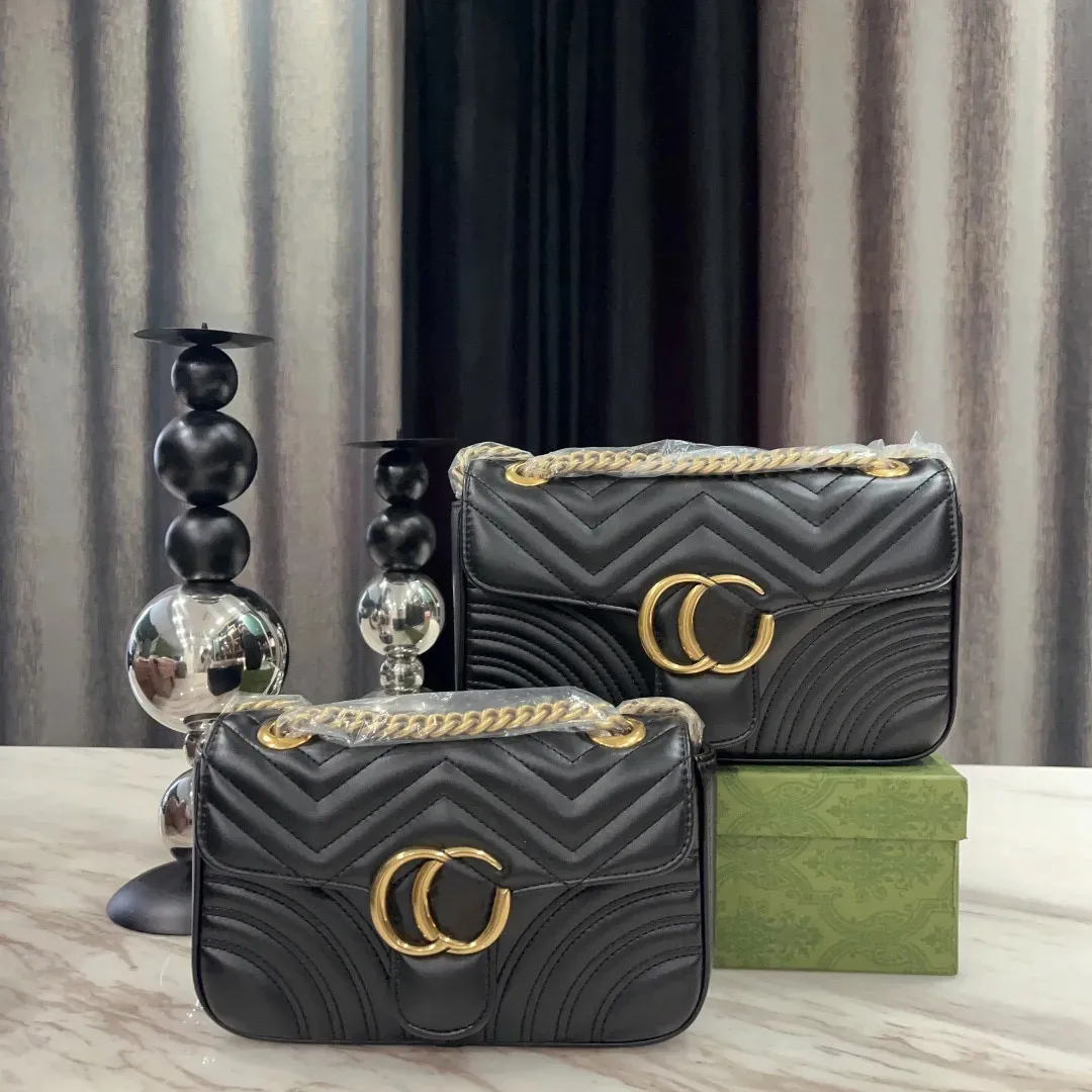10a Spiegel Marmont Designer-Tasche Damentaschen Doppelbrief Umhängetasche Top-Qualität aus echtem Leder 443497 443496 Ketten-Umhängetasche