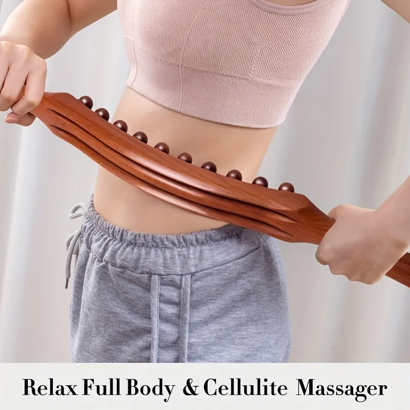 1pc Wooden Massage Tool With 20 Smooth Beads, Massage Your Whole Body, Relax After Exercise, Massage Tools For Massage Relaxed Tired Muscles