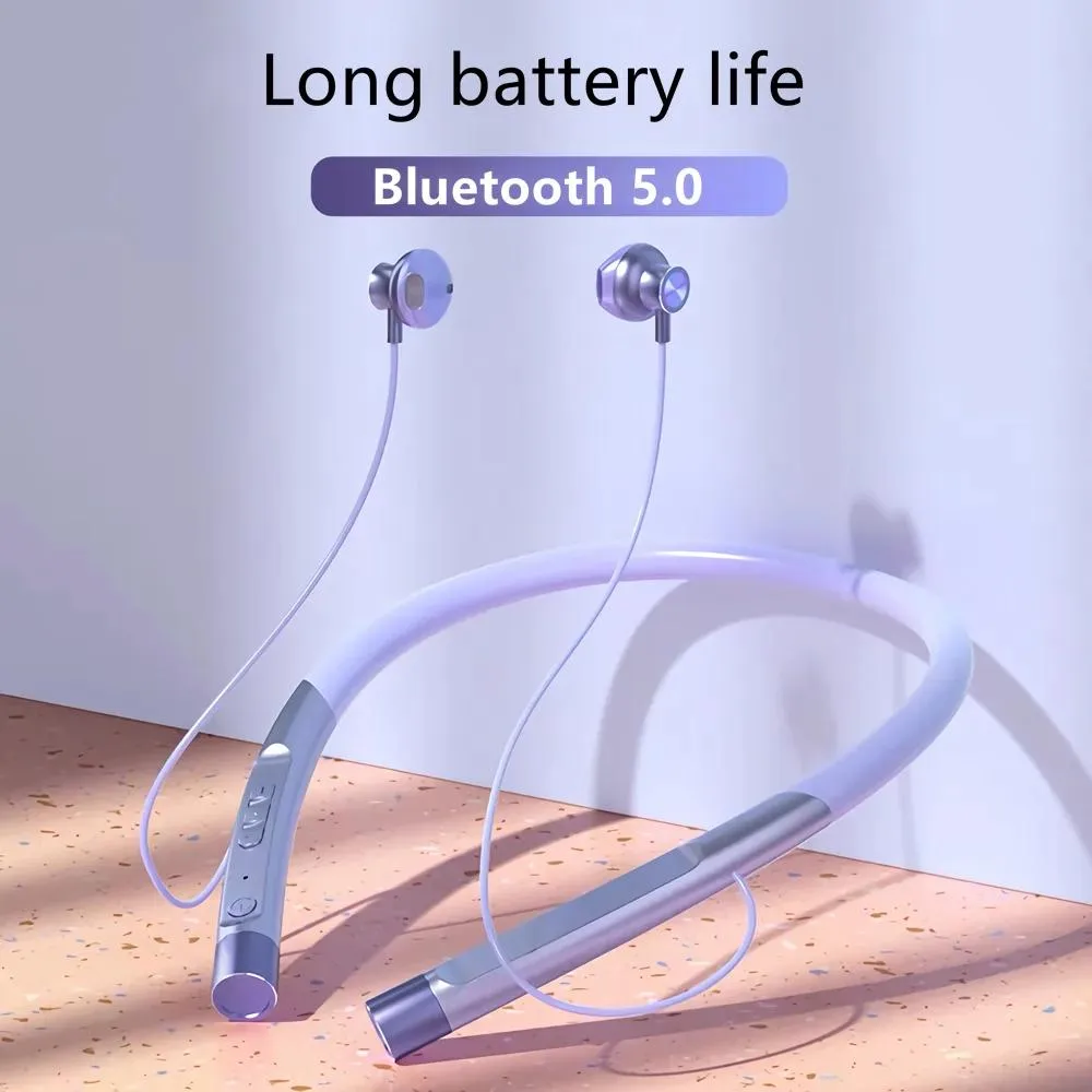 Headphones Sports Bluetooth Headset 5.0 Écouteurs de cou sans fil Hanging Necy Stéréo Headphones Earbud imperméable avec microphone