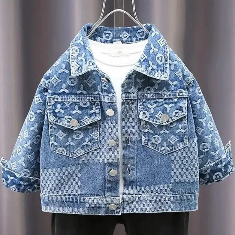 Vestes 2023l enfants designer jeans veste bleu bébé garçon fille printemps vestes en denim doux enfants manteau