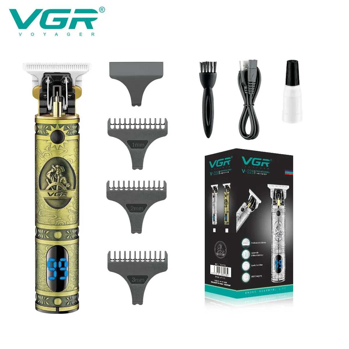 Триммер Vgr T9 Hair Clipper Metal Hair Crow Hine Professional Барбель беспроводной электрический триммер.