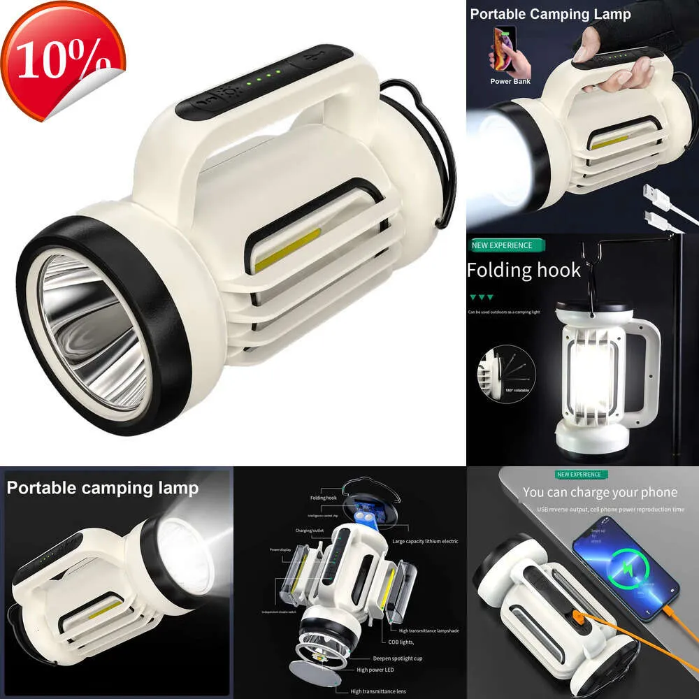 Nouvelles lanternes portables LED très brillante lampe de travail USB rechargeable lampe de poche projecteur projecteur lampe de travail étanche avec lumière latérale