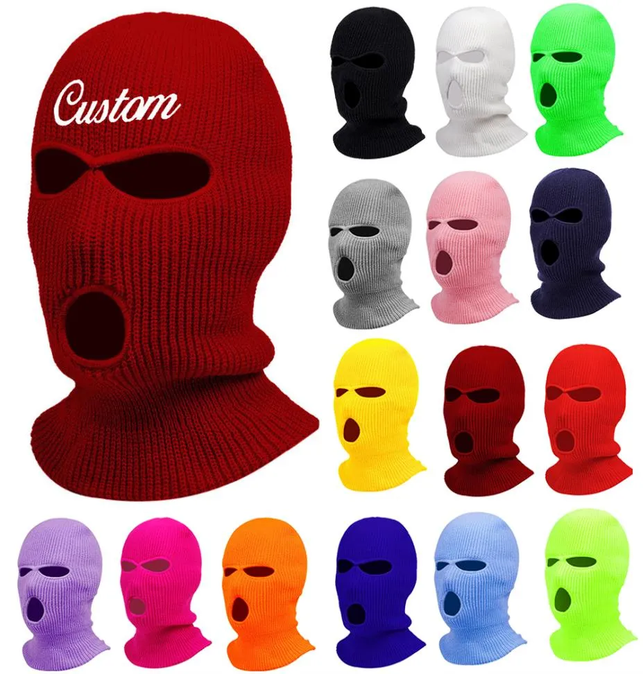 Customize Beanie Balaclava Mask Hat Womne Men Winter Masked Ski Cycling Hat With Embroidery Letters Text Name Skullies LJ2012253911608