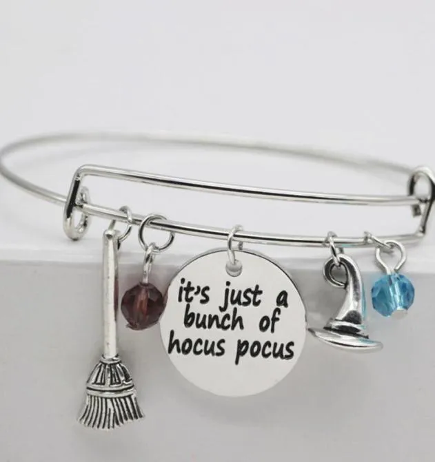 10pcslot It039s Just A Bunch of Hocus Pocus Charm pendant Bangle Hocus Pocus Inspired Halloween bracelet6560501