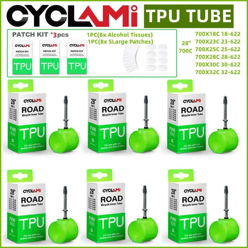 Pneumatici Pneumatici CYCLAMI Ultraleggero Bici Da Strada Bicicletta TPU Pneumatico Interno 60mm Lunghezza Valvola Francese 700C18 25 28 32 Tubo Super Leggero 0213