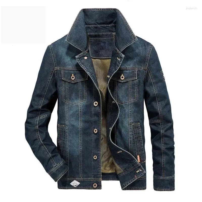 Männer Jacken Herbst Winter Cowboy Jacke Männer Casual Denim Und Mantel Drehen Dow Kragen Military Windjacke Männliche Kleidung Plus Größe m-6XL