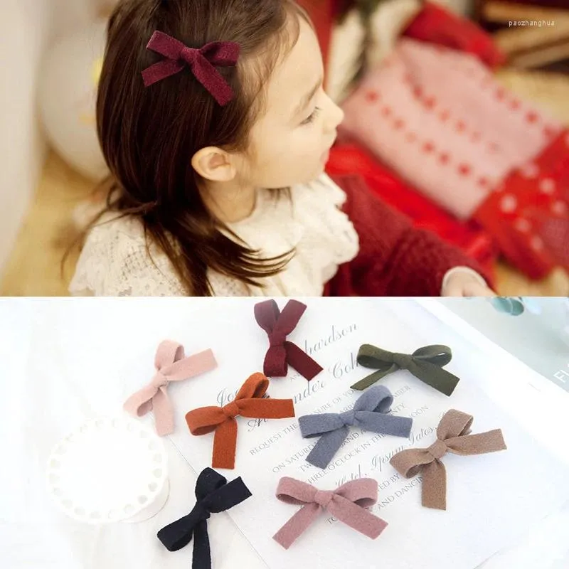 Hair Accessories 1Pc Korean Style Kids Girls Woolen Bow Barrettes Clip Fashion Sweet Hairpins For Girl Women Temperament